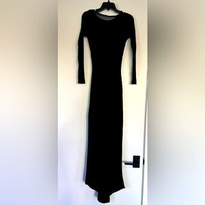 ADRIENNE VITTADINI EVENING Black Long Sleeve Sweater Gown Size S Cable Knit